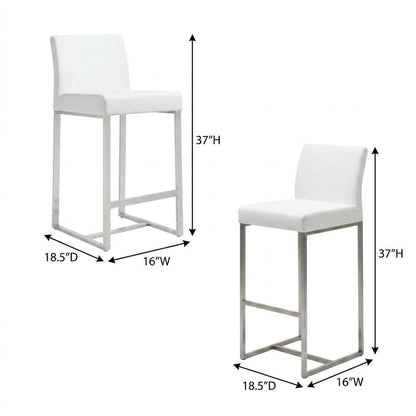 White Stainless Steel Counter Stool Set - Modern, Durable, 2-Pack