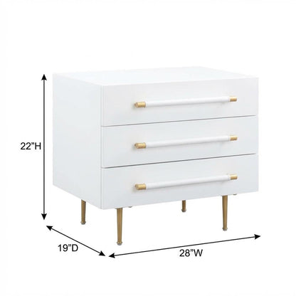 Modern Gray Nightstand with Soft Close Drawers and Gold Iron Legs
