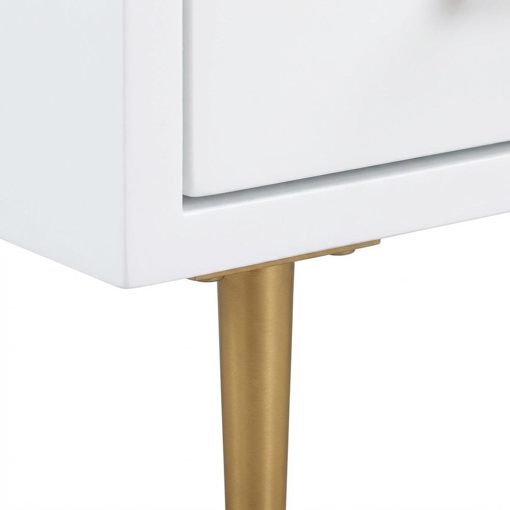 Modern Gray Nightstand with Soft Close Drawers and Gold Iron Legs