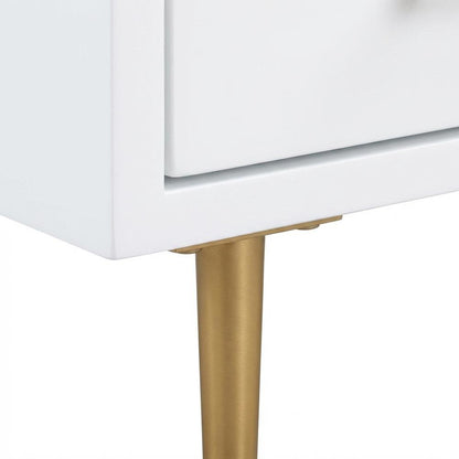 Modern Gray Nightstand with Soft Close Drawers and Gold Iron Legs