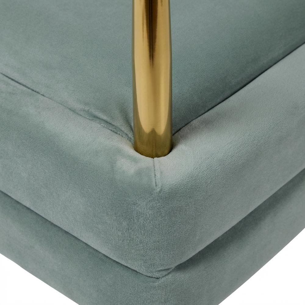 Sea Blue Velvet Storage Bench with Gold Leg Detailing for Living Room