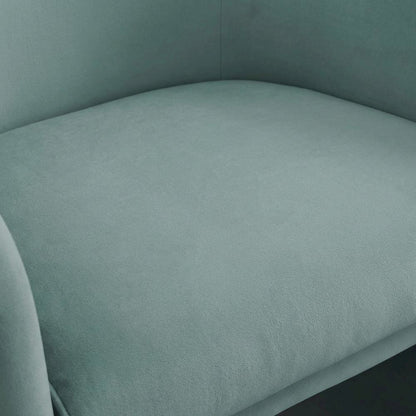 Velvet Accent Chair in Sea Blue with Sculptural Design and Plywood Legs
