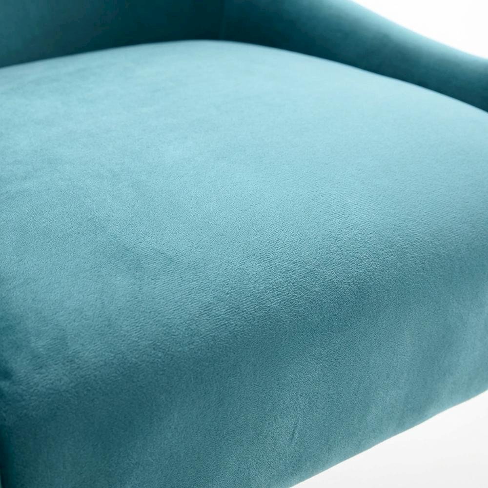 Velvet Side Chair in Sea Blue with Gold-Stainless Steel Legs and Fiber Foam Seat