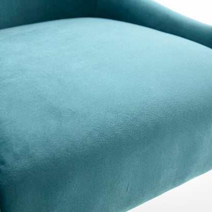 Velvet Side Chair in Sea Blue with Gold-Stainless Steel Legs and Fiber Foam Seat