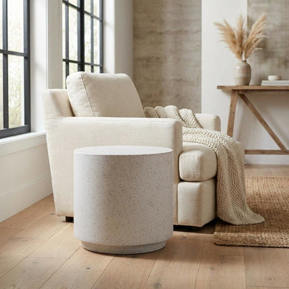 Speckled Terrazzo Side Table with Adjustable Shelf and Modern Design
