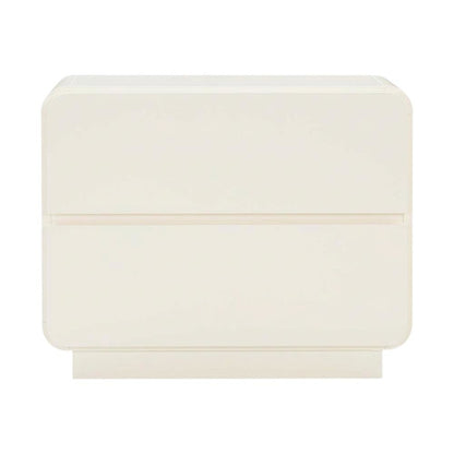 Cream Nightstand with Soft Close Drawers and Acacia Legs