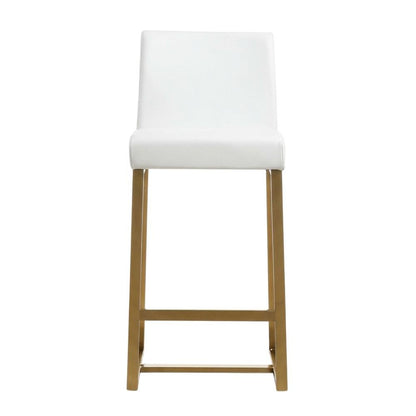 Contemporary White and Gold Steel Counter Stool Set with Cushioned Seats