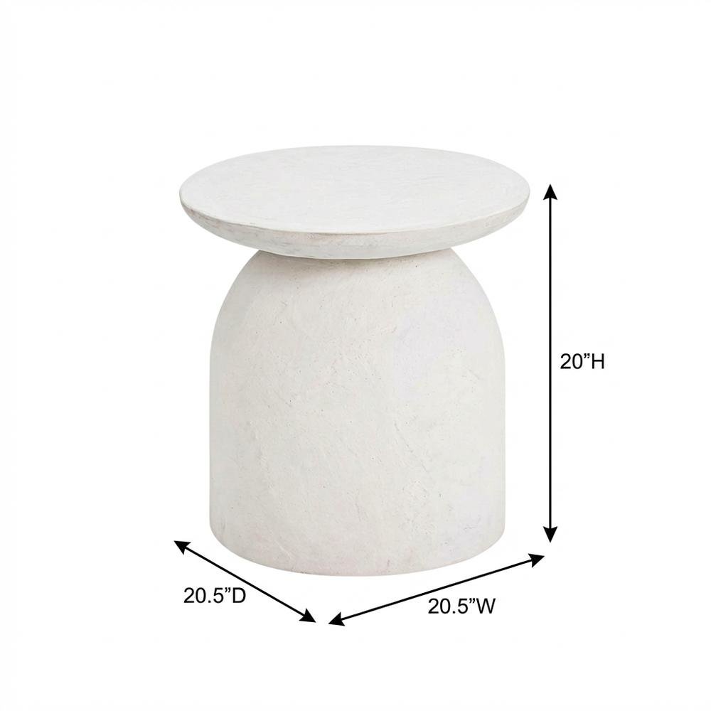 White Concrete Side Table with Adjustable Shelf and Modern Design