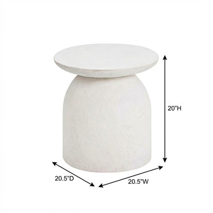 White Concrete Side Table with Adjustable Shelf and Modern Design