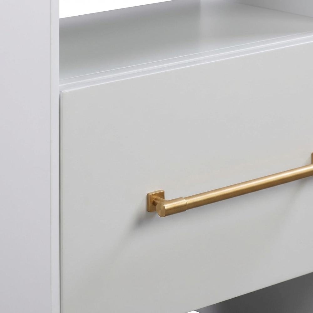White Nightstand with Adjustable Shelf and Mdf Legs for Bedroom Storage