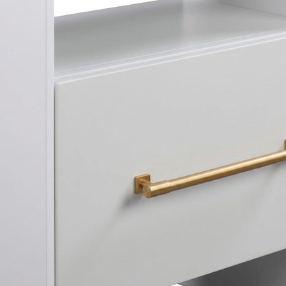 White Nightstand with Adjustable Shelf and Mdf Legs for Bedroom Storage
