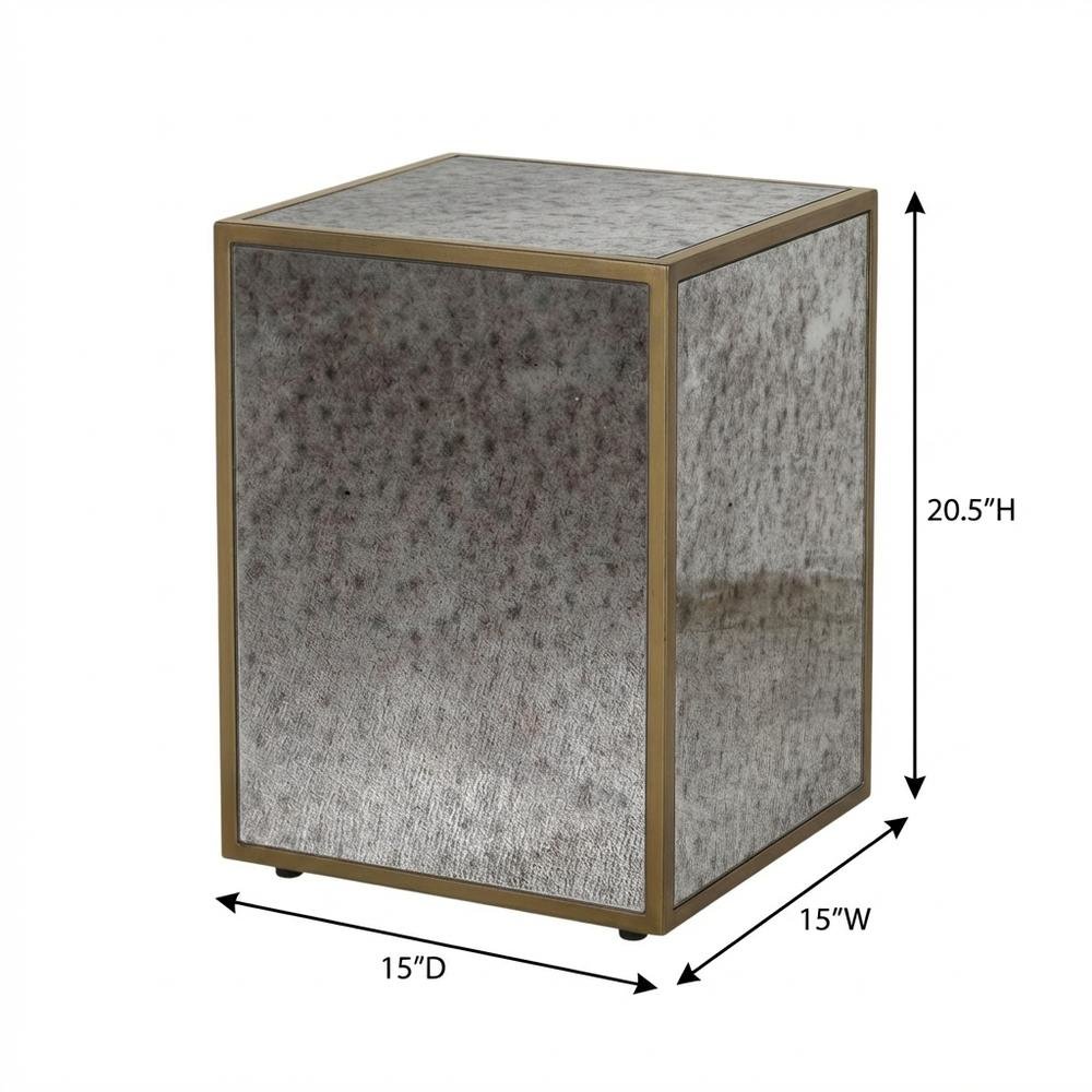 Mirrored Side Table with Modern Style and Adjustable Shelf, Made of MDF