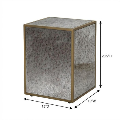 Mirrored Side Table with Modern Style and Adjustable Shelf, Made of MDF