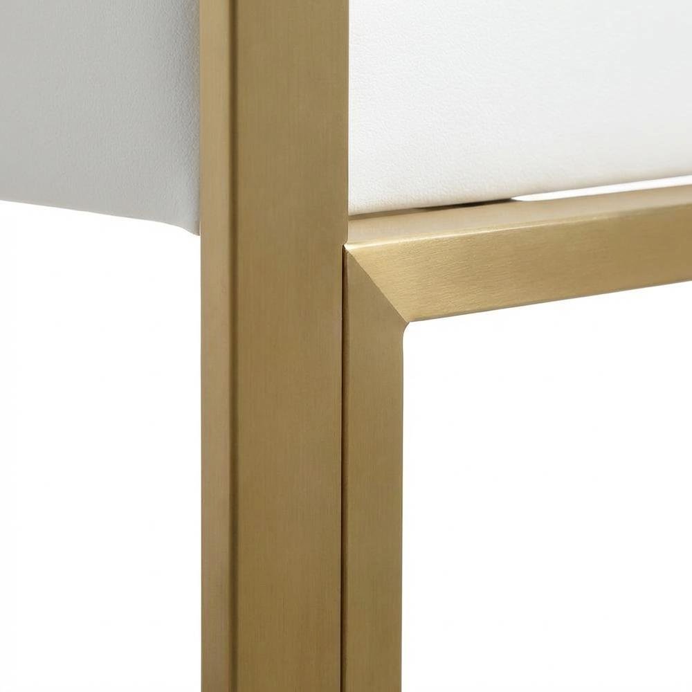 Contemporary White and Gold Steel Counter Stool Set with Cushioned Seats