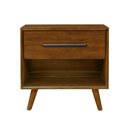 Elegant Brown Nightstand with Drawer and Open Space for Bedroom Essentials