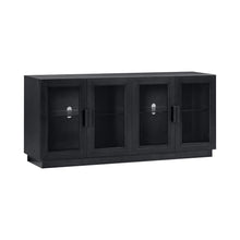 Sleek Black Wood Media Console with Adjustable Shelves for Modern Living