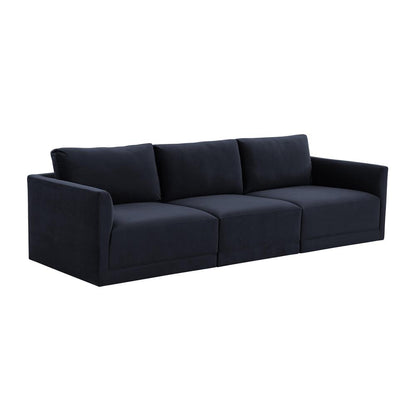 Elegant Modular Sofa in Navy Velvet with Plywood Frame for Modern Living