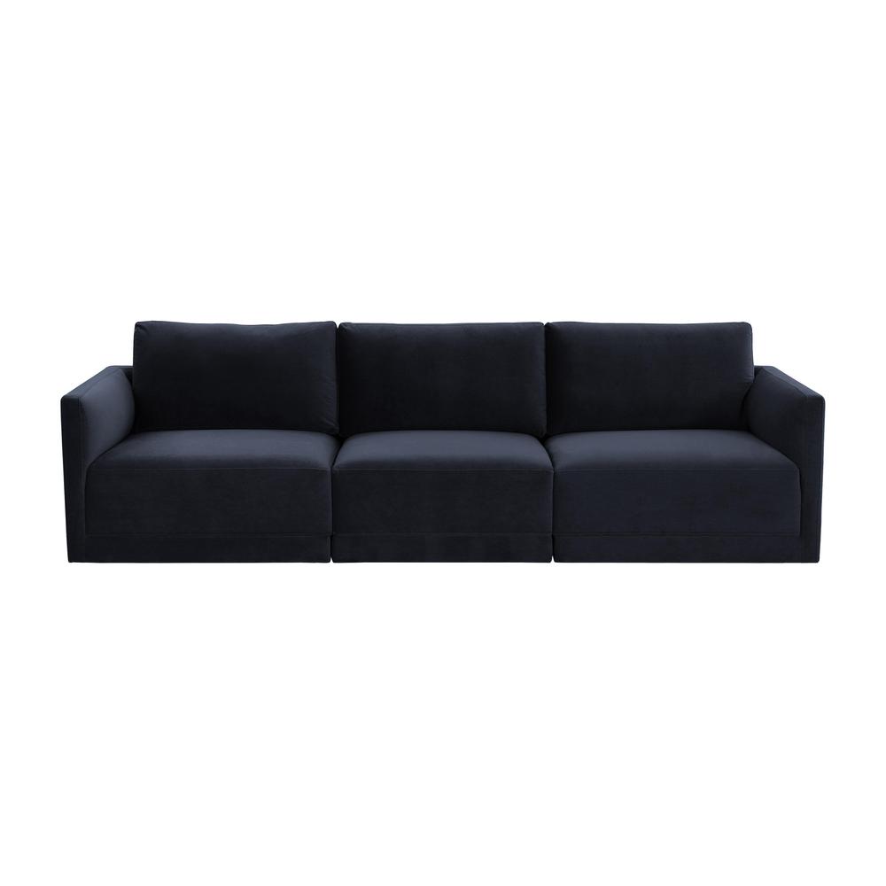 Elegant Modular Sofa in Navy Velvet with Plywood Frame for Modern Living
