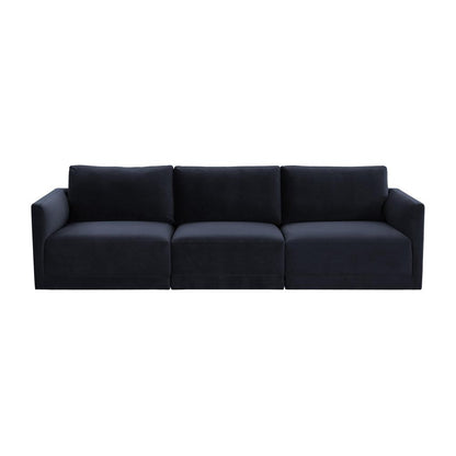 Elegant Modular Sofa in Navy Velvet with Plywood Frame for Modern Living