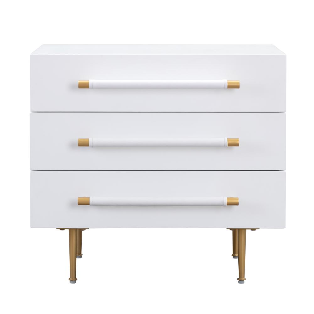Modern Gray Nightstand with Soft Close Drawers and Gold Iron Legs