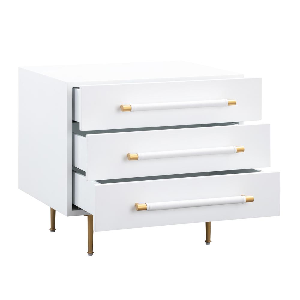 Modern Gray Nightstand with Soft Close Drawers and Gold Iron Legs