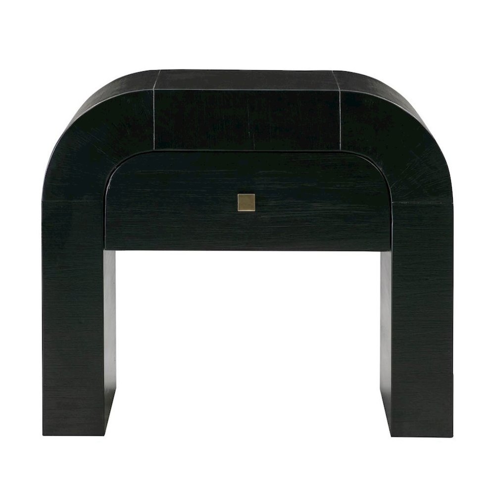 Black Nightstand With 1 Drawer And Rounded Frame, Small Bedside Table Design