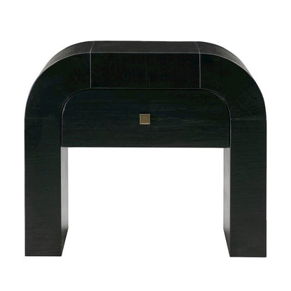 Black Nightstand With 1 Drawer And Rounded Frame, Small Bedside Table Design
