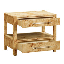 Handmade Acacia Wood Night Stand With  2 Drawers In Light Brown Burl Finish
