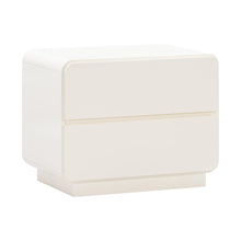 Cream Nightstand with Soft Close Drawers and Acacia Legs