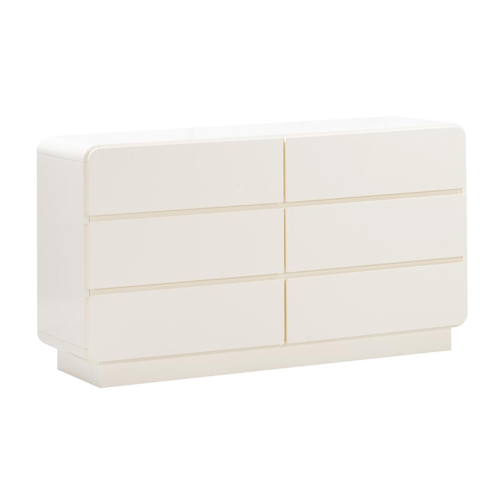 Elegant 6-Drawer Dresser in Cream Finish with Acacia and MDF Construction