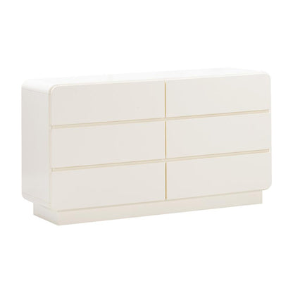 Elegant 6-Drawer Dresser in Cream Finish with Acacia and MDF Construction