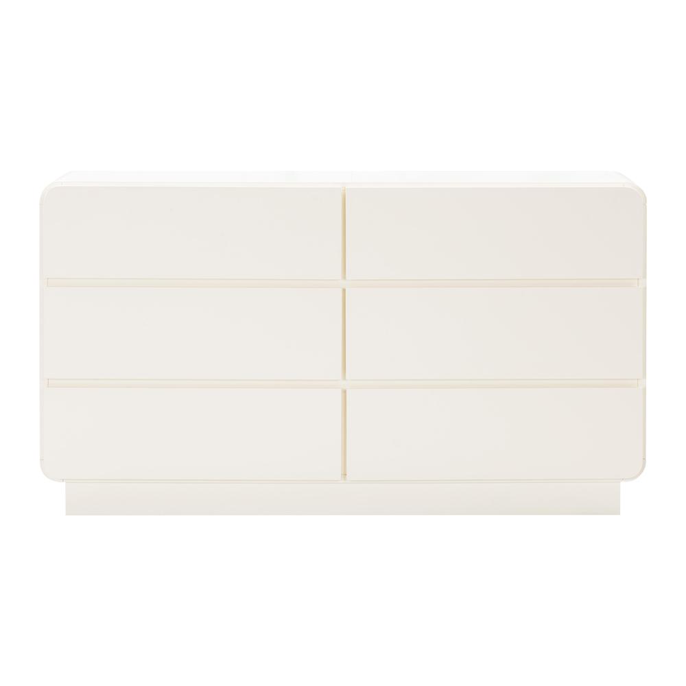 Elegant 6-Drawer Dresser in Cream Finish with Acacia and MDF Construction