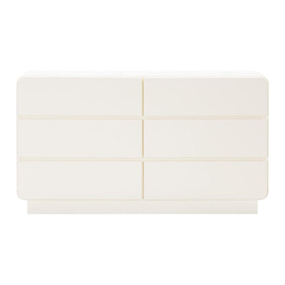Elegant 6-Drawer Dresser in Cream Finish with Acacia and MDF Construction