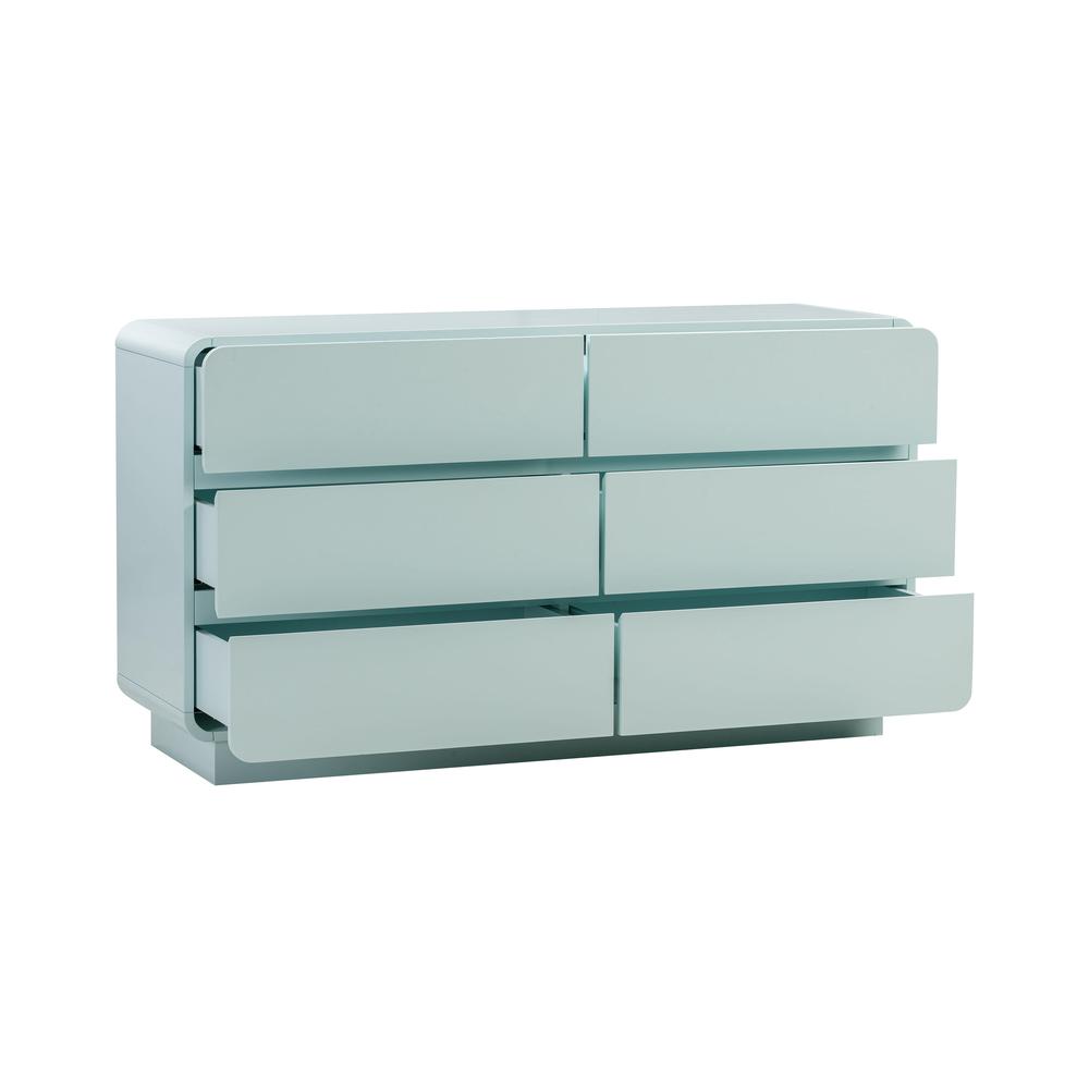 Elegant 6-Drawer Dresser in Blue Acacia with Modern Design for Bedrooms