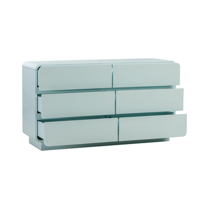Elegant 6-Drawer Dresser in Blue Acacia with Modern Design for Bedrooms