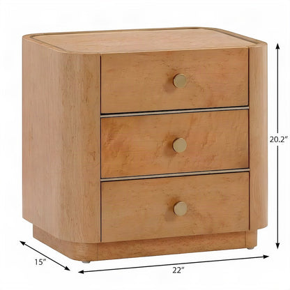 Birdseye Veneer Nightstand with Soft-Close Drawer, Bedside Table, Natural