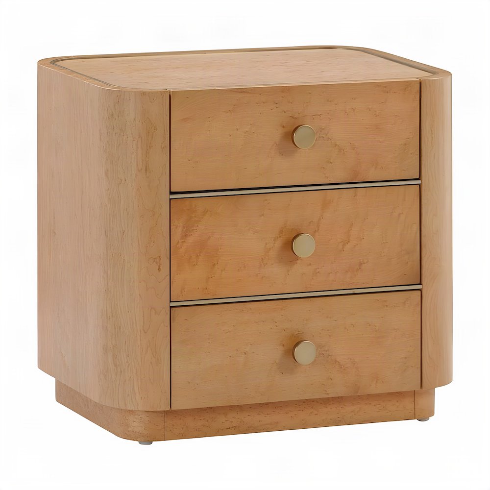 Birdseye Veneer Nightstand with Soft-Close Drawer, Bedside Table, Natural