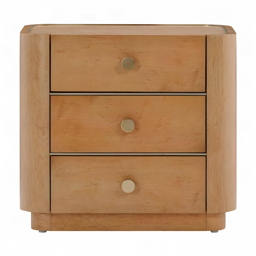 Birdseye Veneer Nightstand with Soft-Close Drawer, Bedside Table, Natural
