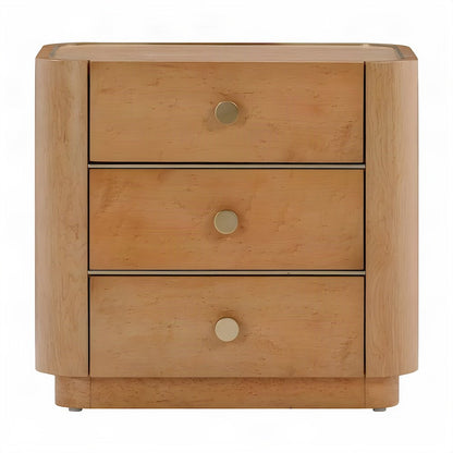 Birdseye Veneer Nightstand with Soft-Close Drawer, Bedside Table, Natural