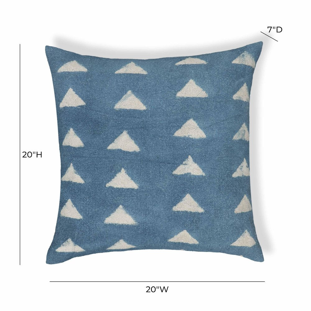 Indigo Triangles Cotton 20 inch Square Accent Pillow