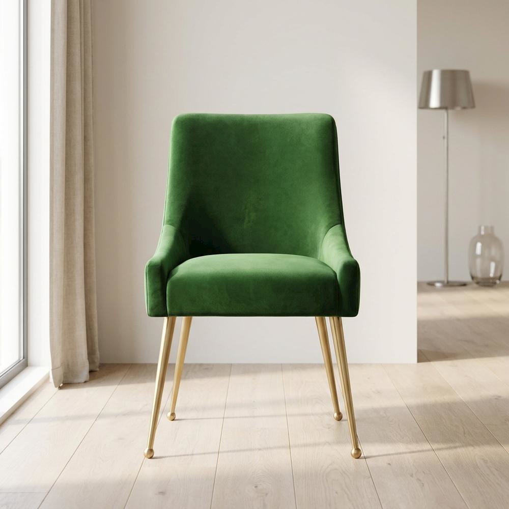 Velvet Accent Chair with Gold Stainless Steel Legs for Living Room