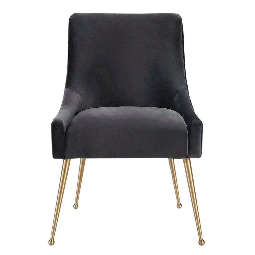 Velvet-Upholstered Accent Chair with Gold Stainless Steel Legs for Living Room