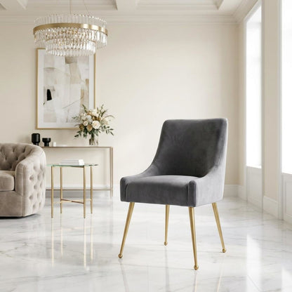 Velvet-Upholstered Accent Chair with Gold Stainless Steel Legs for Living Room