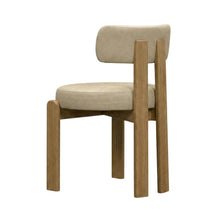 Faux Leather Dining Chair with Oak Legs for Dining Room, Cream