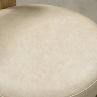 Faux Leather Dining Chair with Oak Legs for Dining Room, Cream