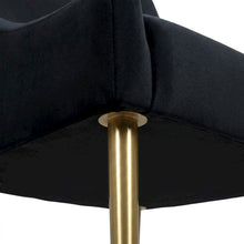Velvet Upholstered Dining Chair with Gold Legs, Black