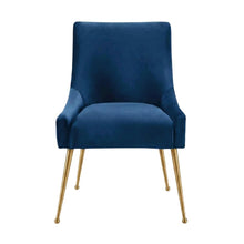 Beatrix Velvet Side Chair with Pleated Back and Gold-Leg Accent for Living Room