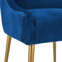 Beatrix Velvet Side Chair with Pleated Back and Gold-Leg Accent for Living Room