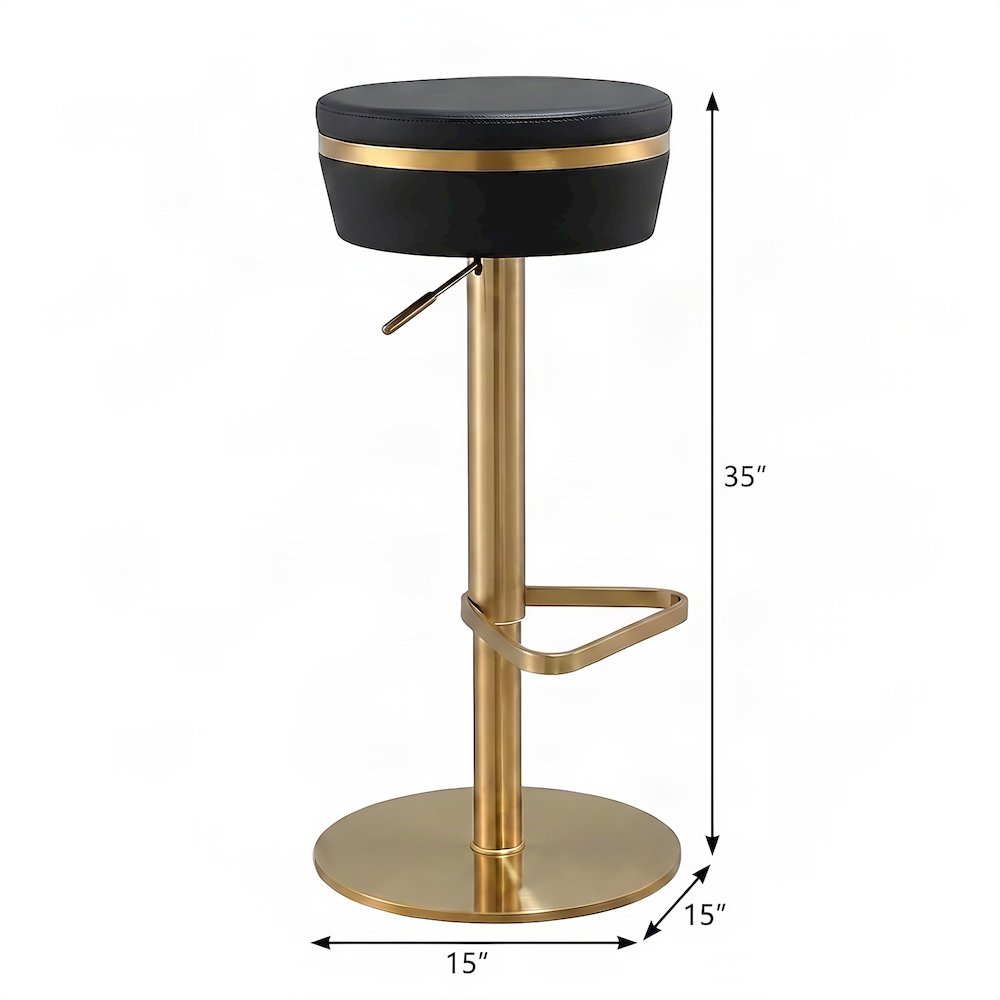 Vegan Leather Adjustable Vanity Stool with Stainless Steel Base