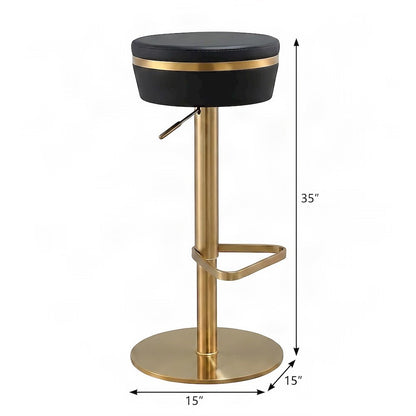 Vegan Leather Adjustable Vanity Stool with Stainless Steel Base